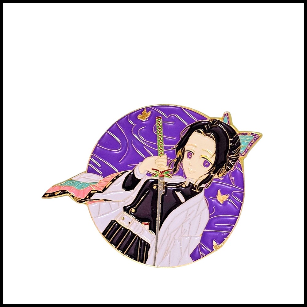 Anime Enamel‎ Pin Demon Slayer Shinobu Kocho Butterfly Sword Brooch